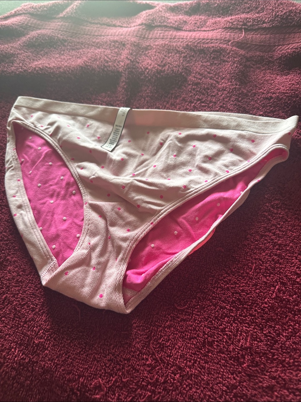 NWOT Vintage Victoria's Secret Pink & Hot Pink Polka Dot Bikini Panty
